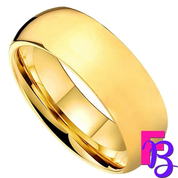 *NEW!* 8MM 14K Gold Tungsten Wedding Band - Picture 3 of 7